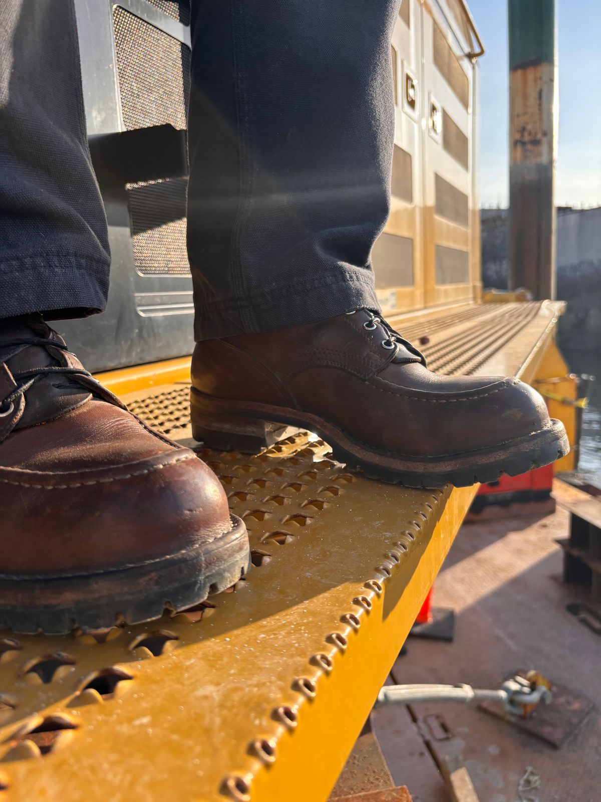 Photo by cjdigs on April 2, 2025 of the Nicks Builder Pro Moc Toe Steel Toe in Seidel 1964 Brown.