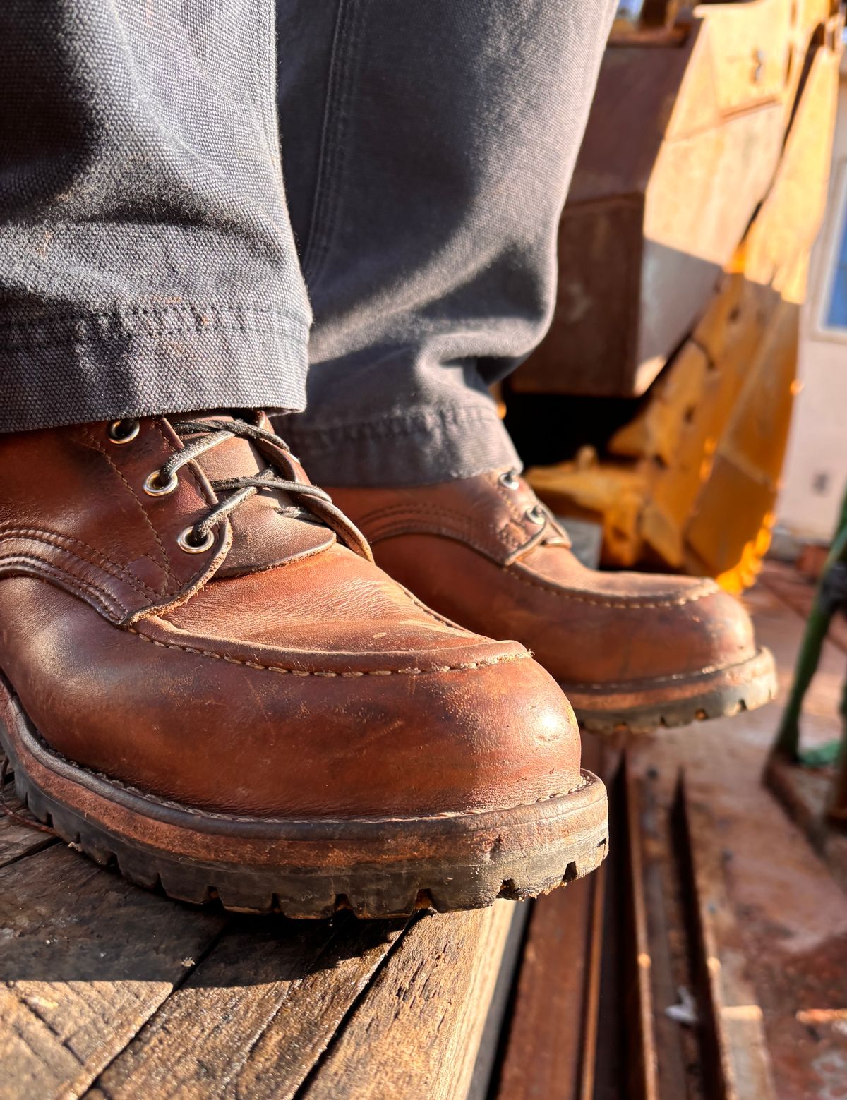Photo by cjdigs on April 1, 2025 of the Nicks Builder Pro Moc Toe Steel Toe in Seidel 1964 Brown.