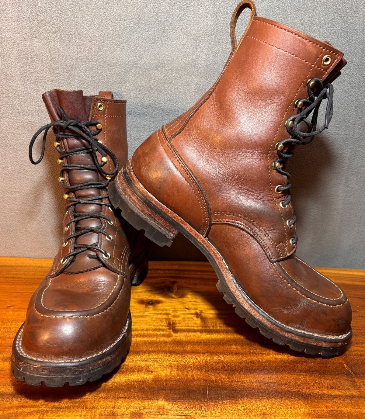 Photo by cjdigs on April 4, 2025 of the Nicks Builder Pro Moc Toe Steel Toe in Seidel 1964 Brown.