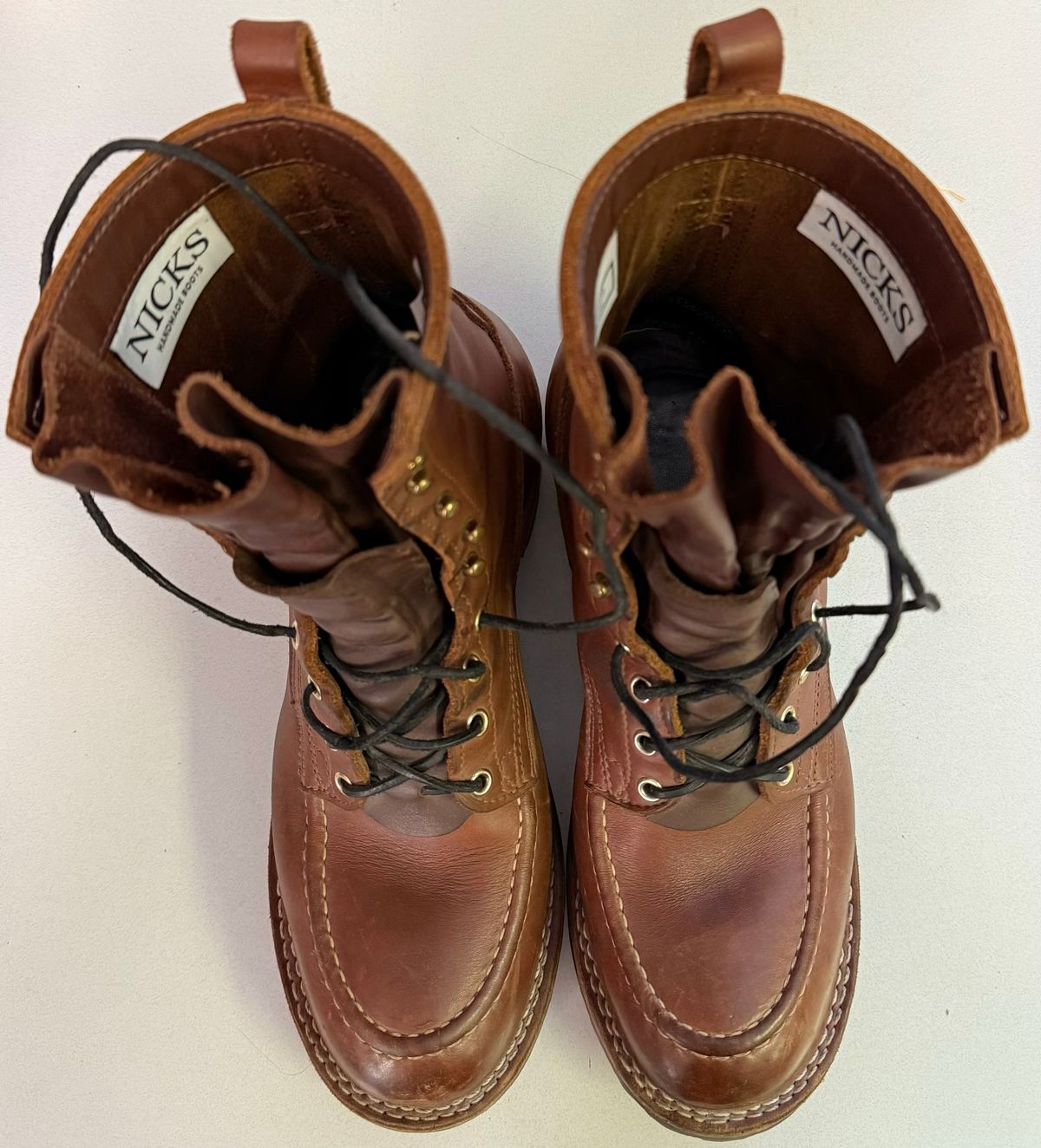 Photo by cjdigs on November 5, 2024 of the Nicks Builder Pro Moc Toe Steel Toe in Seidel 1964 Brown.