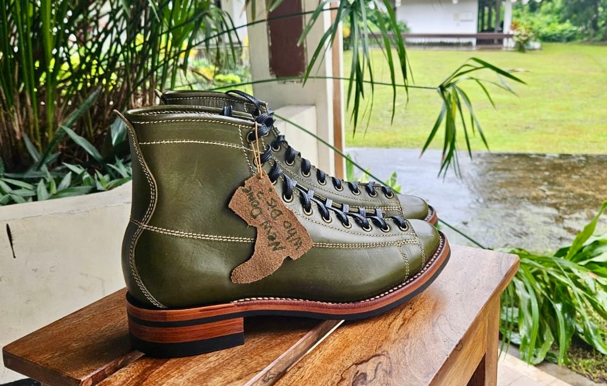 Photo by wjbarbon on October 3, 2025 of the Willie's Handmade Boots Pioneer Lace To Toe in Badalassi Carlo Oliva Minerva.