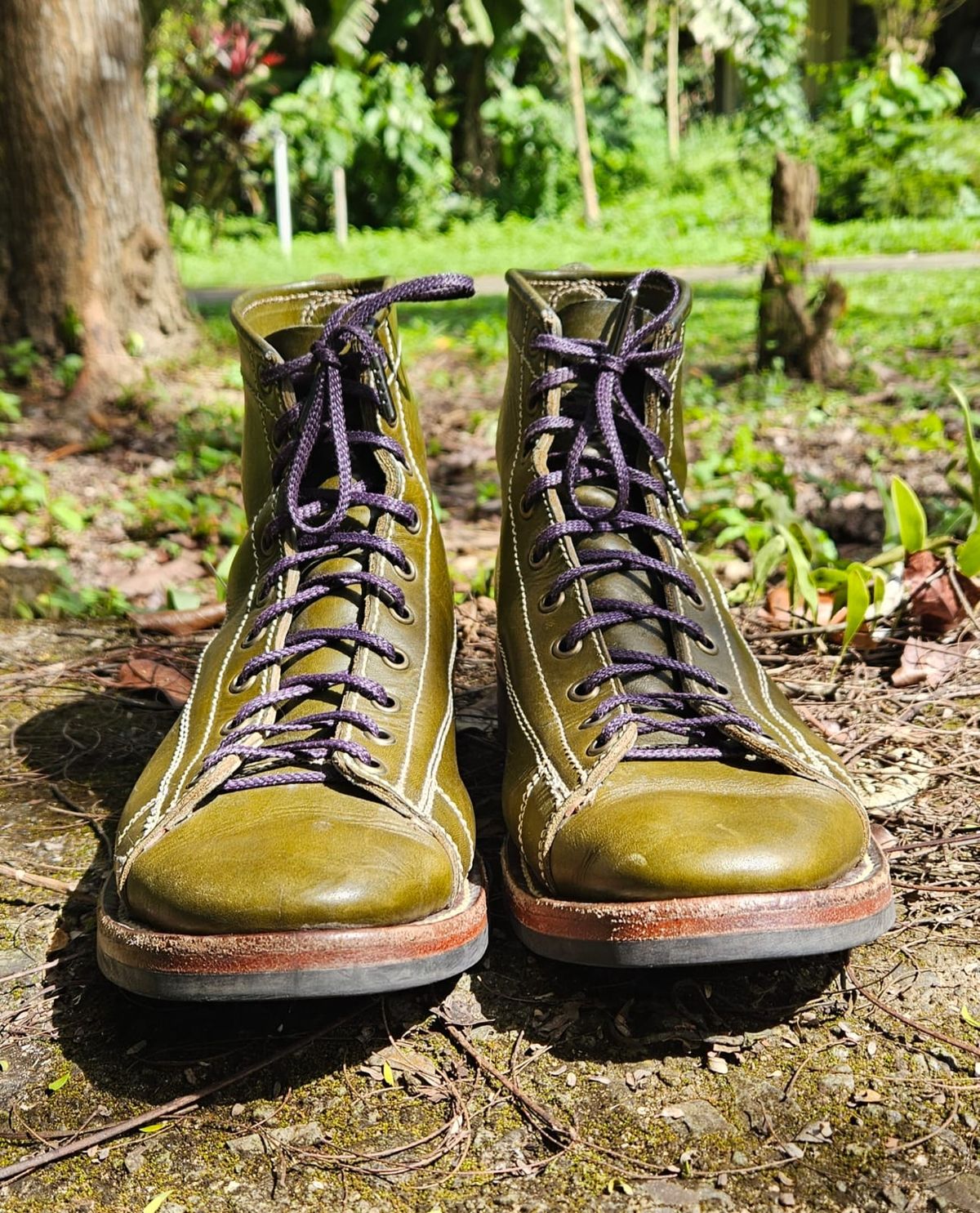 Photo by patinachroniclesDVO on January 3, 2026 of the Willie's Handmade Boots Pioneer Lace To Toe in Badalassi Carlo Oliva Minerva.