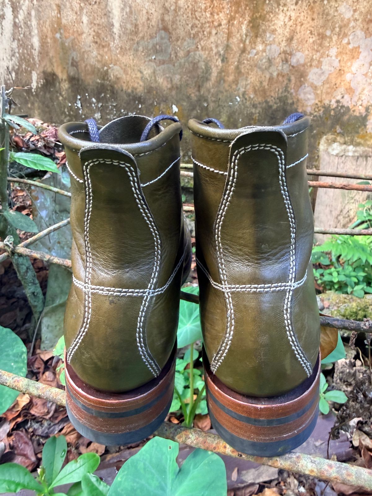 Photo by patinachroniclesDVO on March 6, 2026 of the Willie's Handmade Boots Pioneer Lace To Toe in Badalassi Carlo Oliva Minerva.