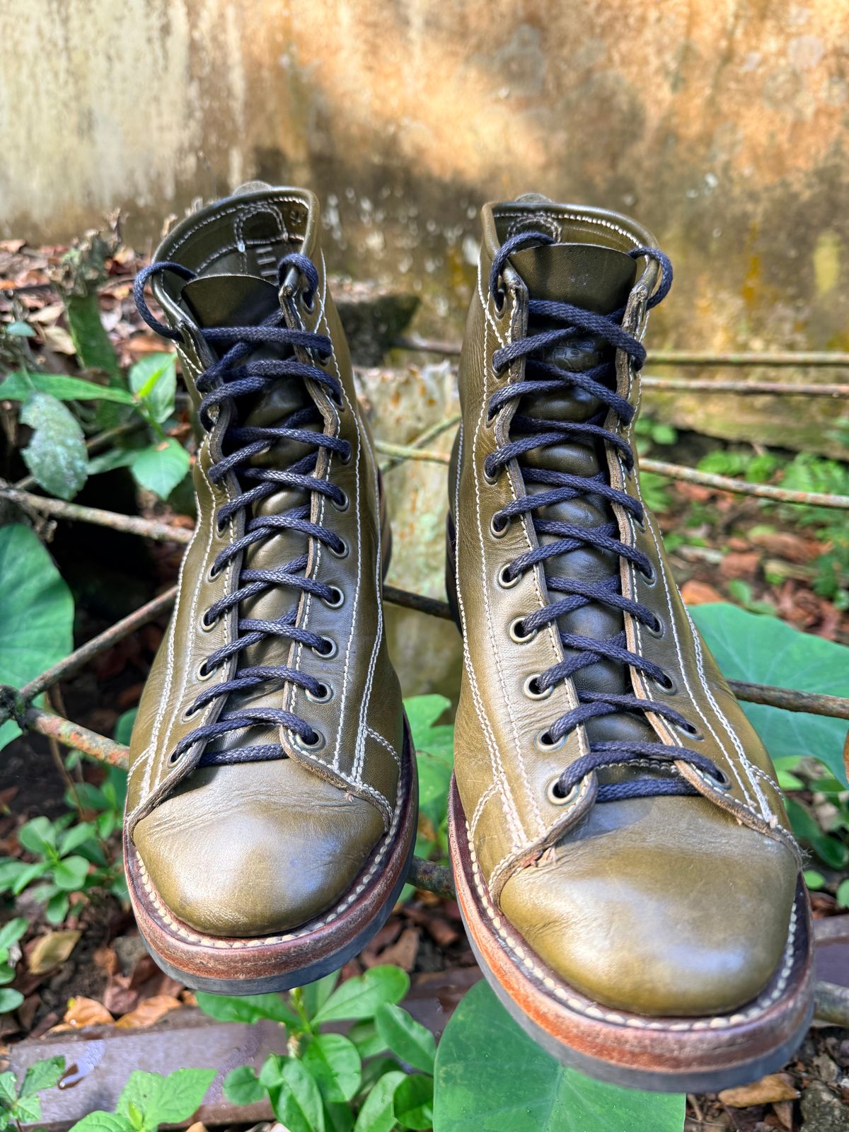 Photo by patinachroniclesDVO on March 6, 2026 of the Willie's Handmade Boots Pioneer Lace To Toe in Badalassi Carlo Oliva Minerva.