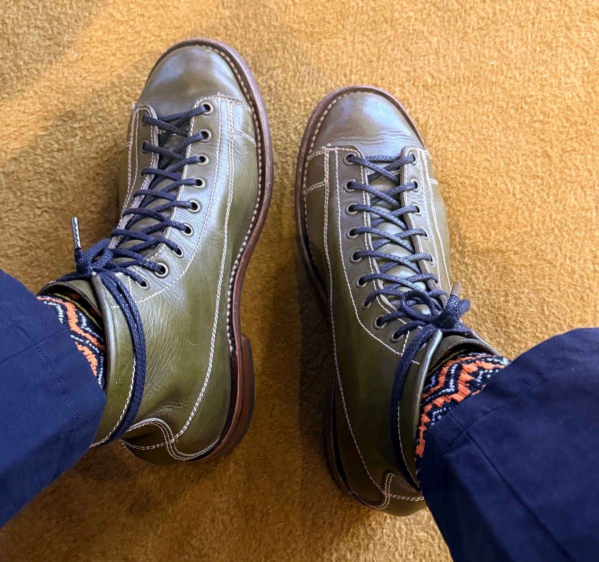 Photo by patinachroniclesDVO on March 11, 2026 of the Willie's Handmade Boots Pioneer Lace To Toe in Badalassi Carlo Oliva Minerva.