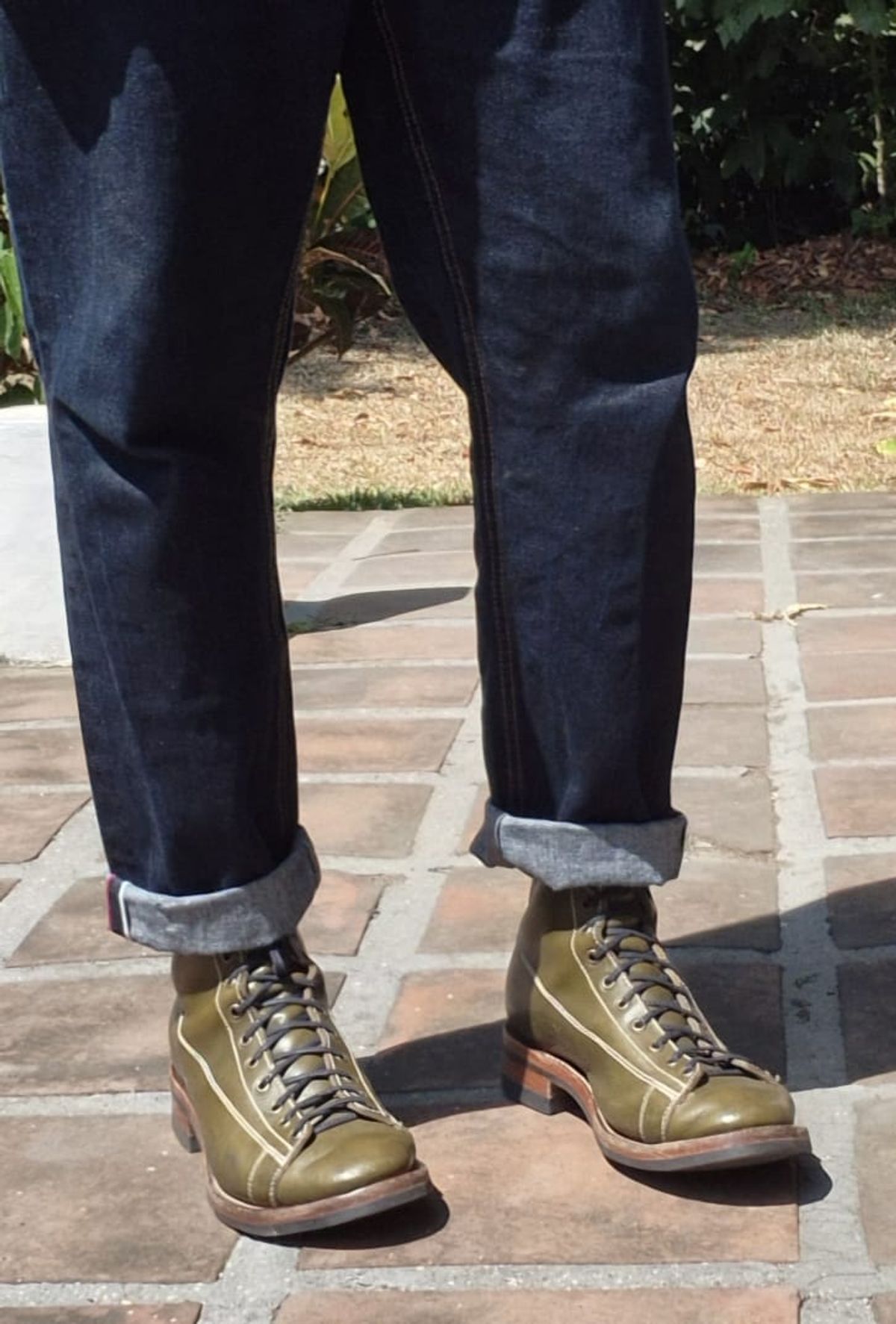 Photo by patinachroniclesDVO on April 5, 2026 of the Willie's Handmade Boots Pioneer Lace To Toe in Badalassi Carlo Oliva Minerva.