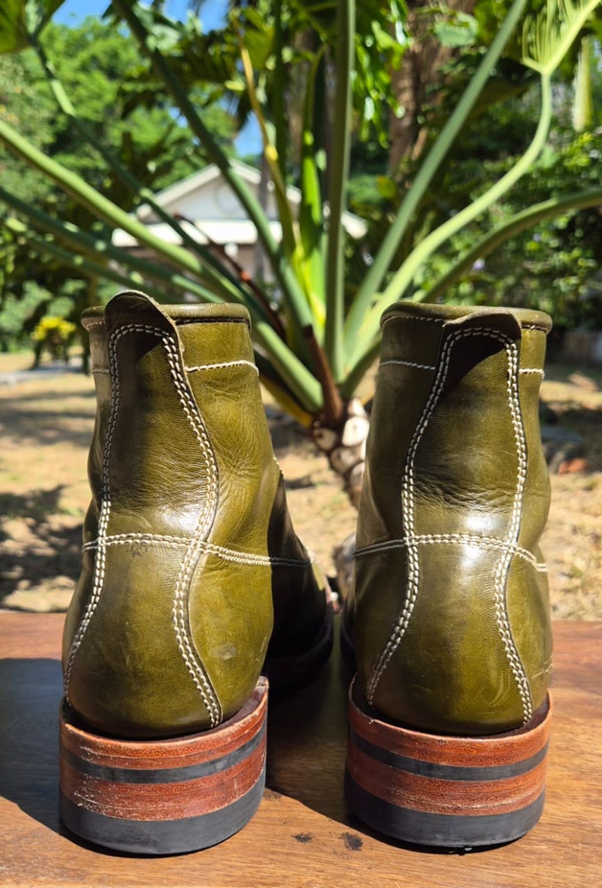 Photo by patinachroniclesDVO on April 5, 2026 of the Willie's Handmade Boots Pioneer Lace To Toe in Badalassi Carlo Oliva Minerva.