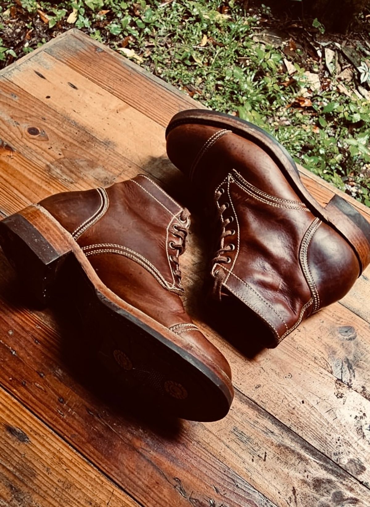 Photo by wjbarbon on July 18, 2025 of the Willie's Handmade Boots Cap Toe Service Boot in Horween Brown Chromexcel.