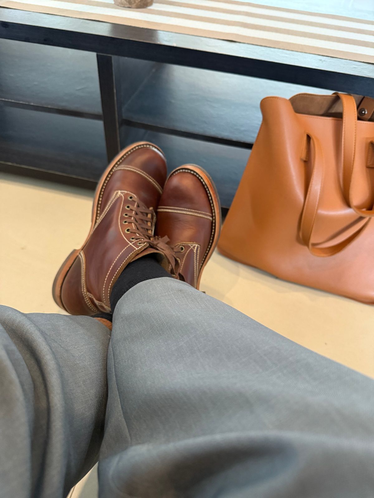 Photo by wjbarbon on April 11, 2025 of the Willie's Handmade Boots Cap Toe Service Boot in Horween Brown Chromexcel.