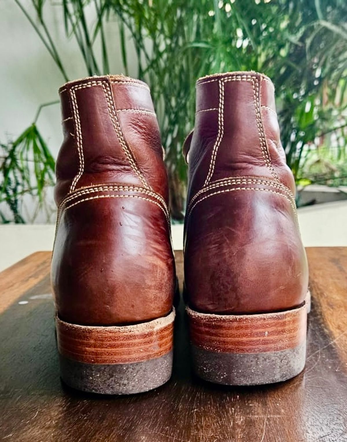 Photo by patinachroniclesDVO on October 3, 2025 of the Willie's Handmade Boots Cap Toe Service Boot in Horween Brown Chromexcel.