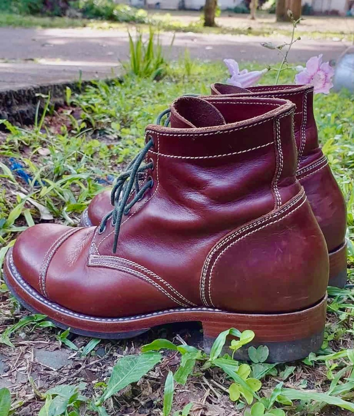 Photo by patinachroniclesDVO on December 4, 2025 of the Willie's Handmade Boots Cap Toe Service Boot in Horween Brown Chromexcel.