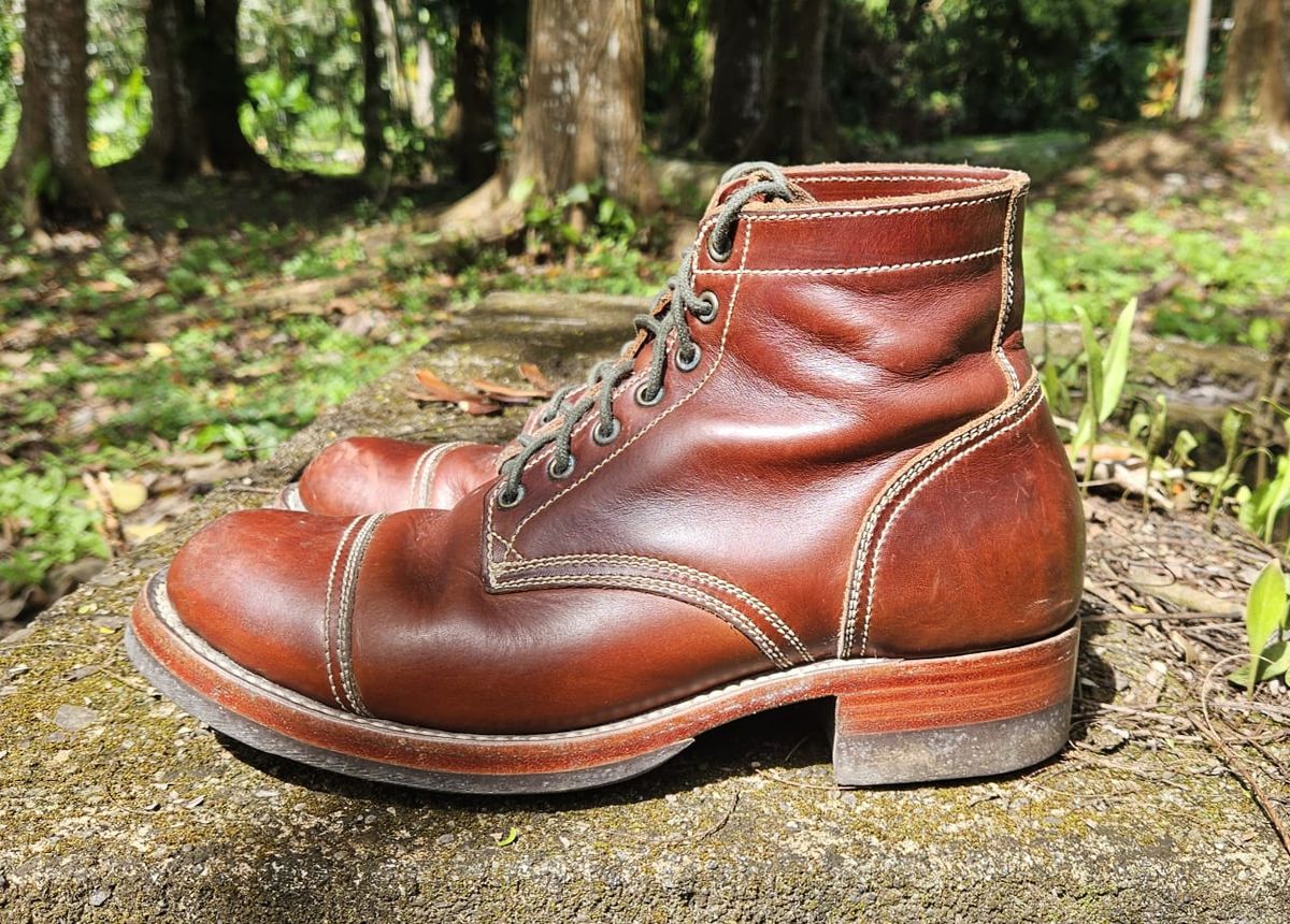 Photo by patinachroniclesDVO on January 3, 2026 of the Willie's Handmade Boots Cap Toe Service Boot in Horween Brown Chromexcel.