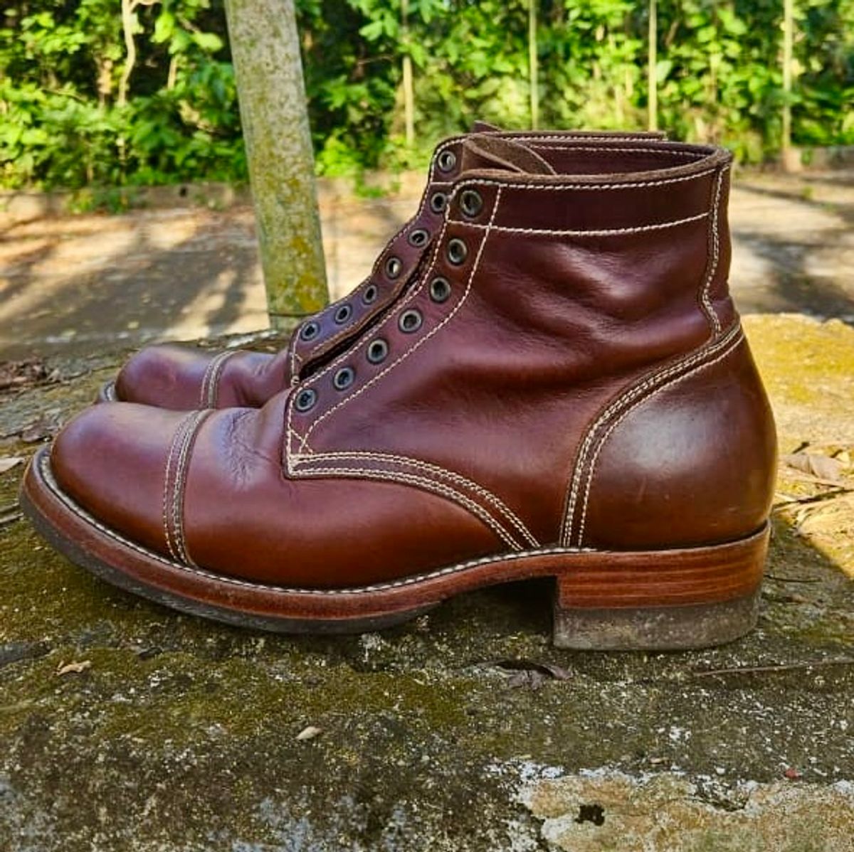 Photo by patinachroniclesDVO on February 5, 2026 of the Willie's Handmade Boots Cap Toe Service Boot in Horween Brown Chromexcel.