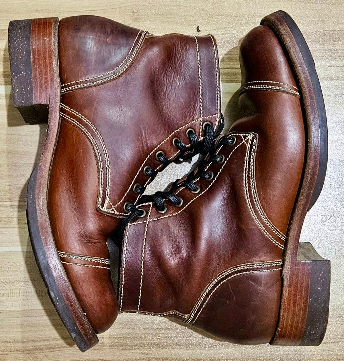 Photo by patinachroniclesDVO on February 5, 2026 of the Willie's Handmade Boots Cap Toe Service Boot in Horween Brown Chromexcel.