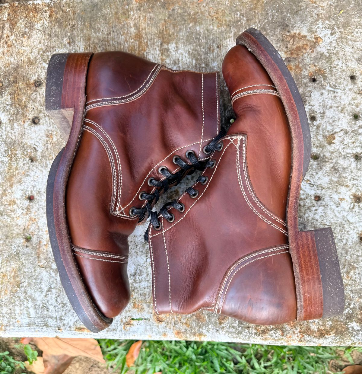 Photo by patinachroniclesDVO on March 6, 2026 of the Willie's Handmade Boots Cap Toe Service Boot in Horween Brown Chromexcel.
