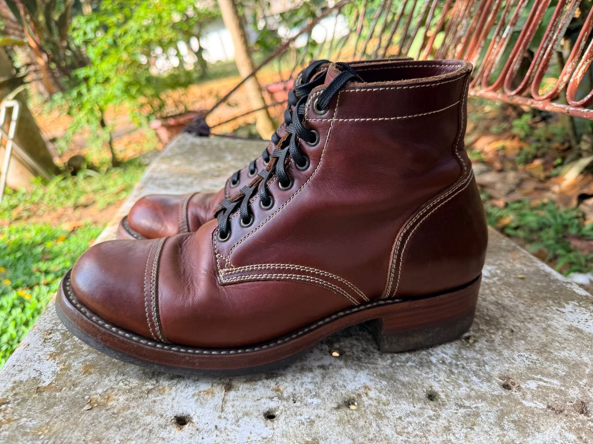 Photo by patinachroniclesDVO on March 6, 2026 of the Willie's Handmade Boots Cap Toe Service Boot in Horween Brown Chromexcel.