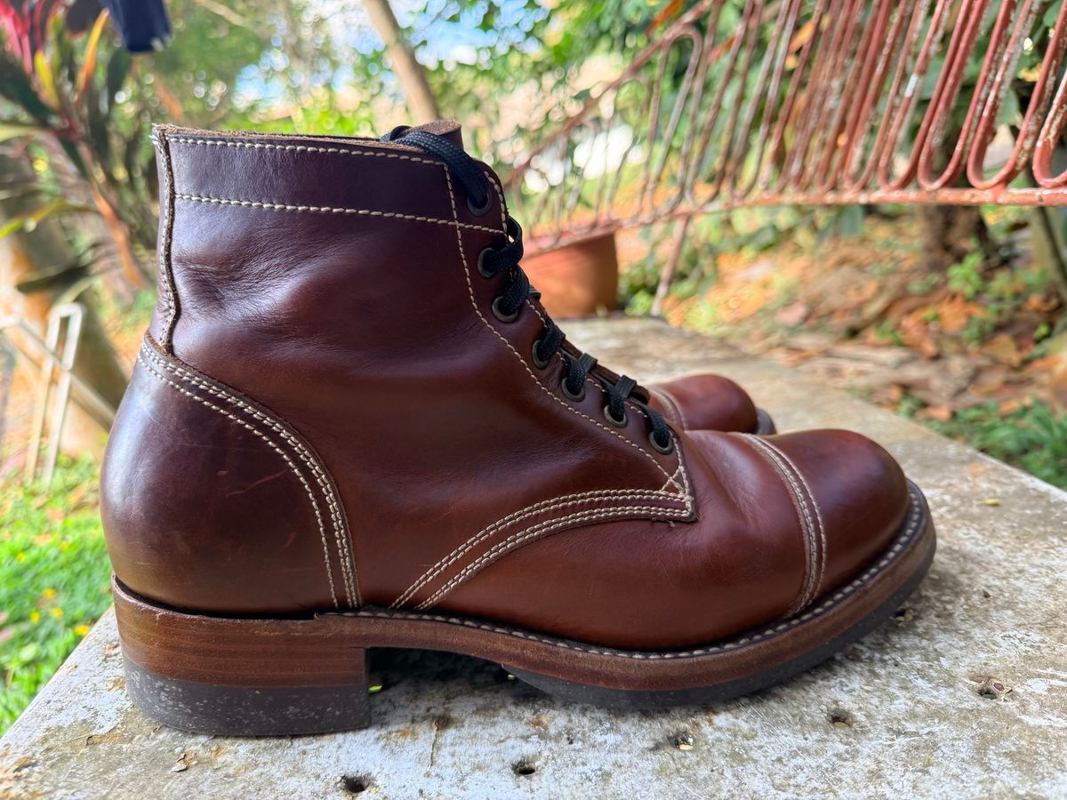 Photo by patinachroniclesDVO on March 6, 2026 of the Willie's Handmade Boots Cap Toe Service Boot in Horween Brown Chromexcel.
