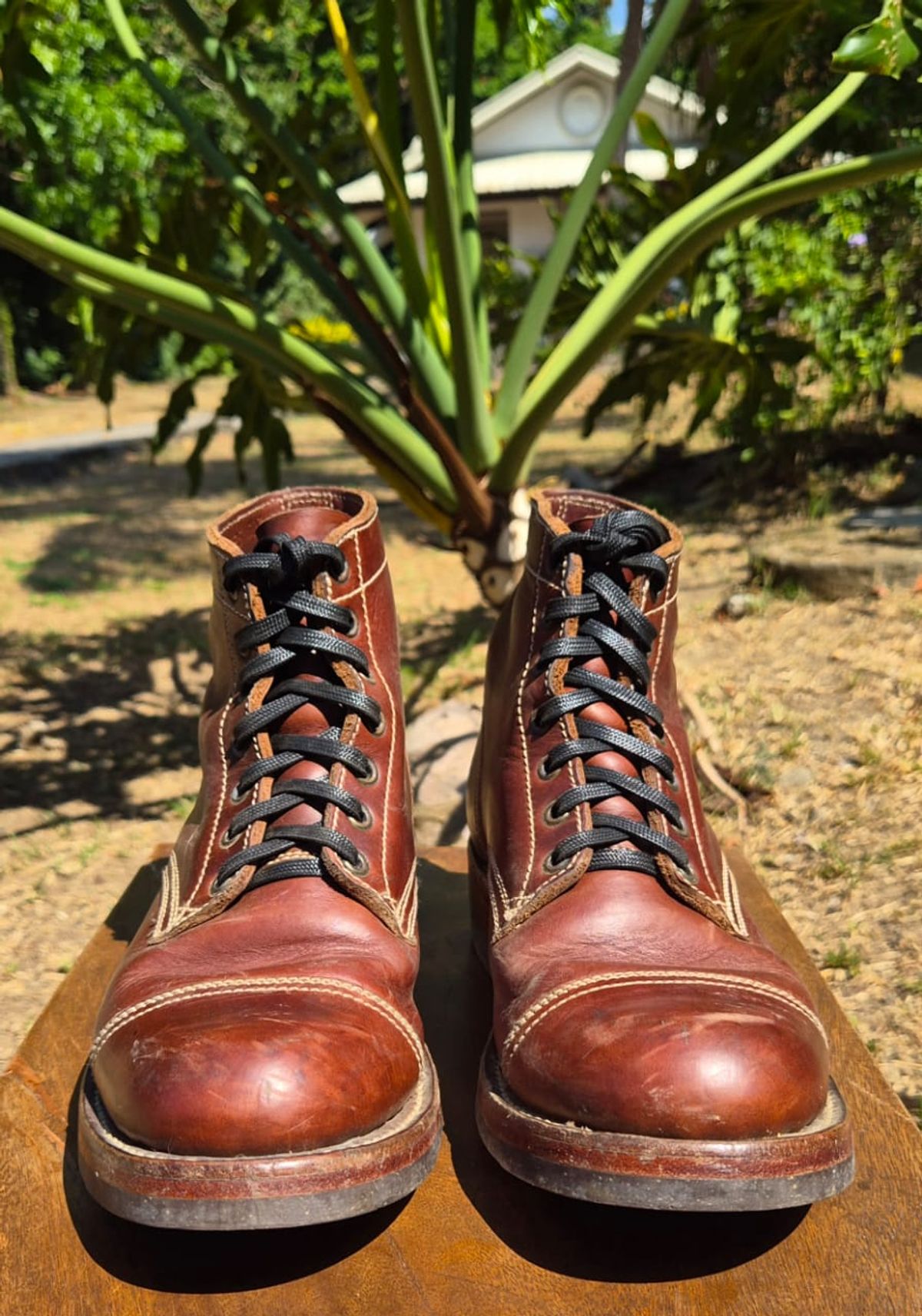 Photo by patinachroniclesDVO on April 5, 2026 of the Willie's Handmade Boots Cap Toe Service Boot in Horween Brown Chromexcel.