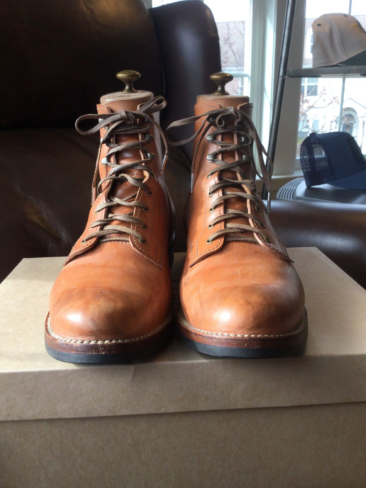 Photo by lastcsm on December 5, 2025 of the Oldspeed MFG Service Boot 6” in Horween Russet Horsehide Strips.