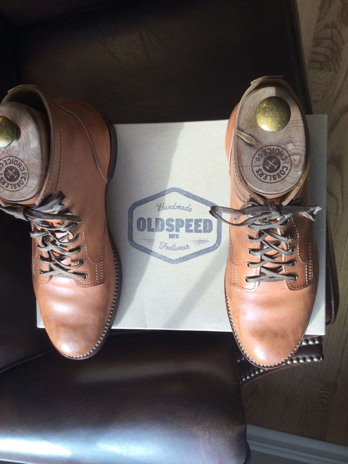 Photo by lastcsm on December 5, 2025 of the Oldspeed MFG Service Boot 6” in Horween Russet Horsehide Strips.