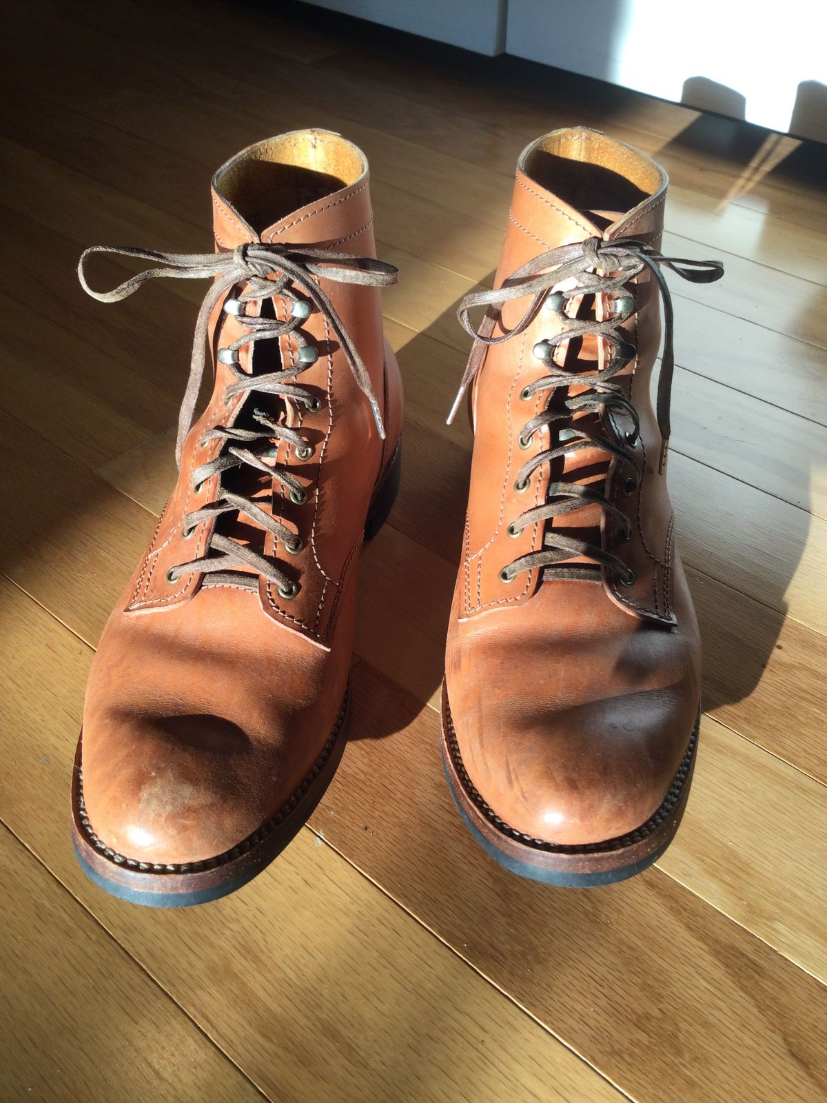 Photo by lastcsm on January 4, 2026 of the Oldspeed MFG Service Boot 6” in Horween Russet Horsehide Strips.