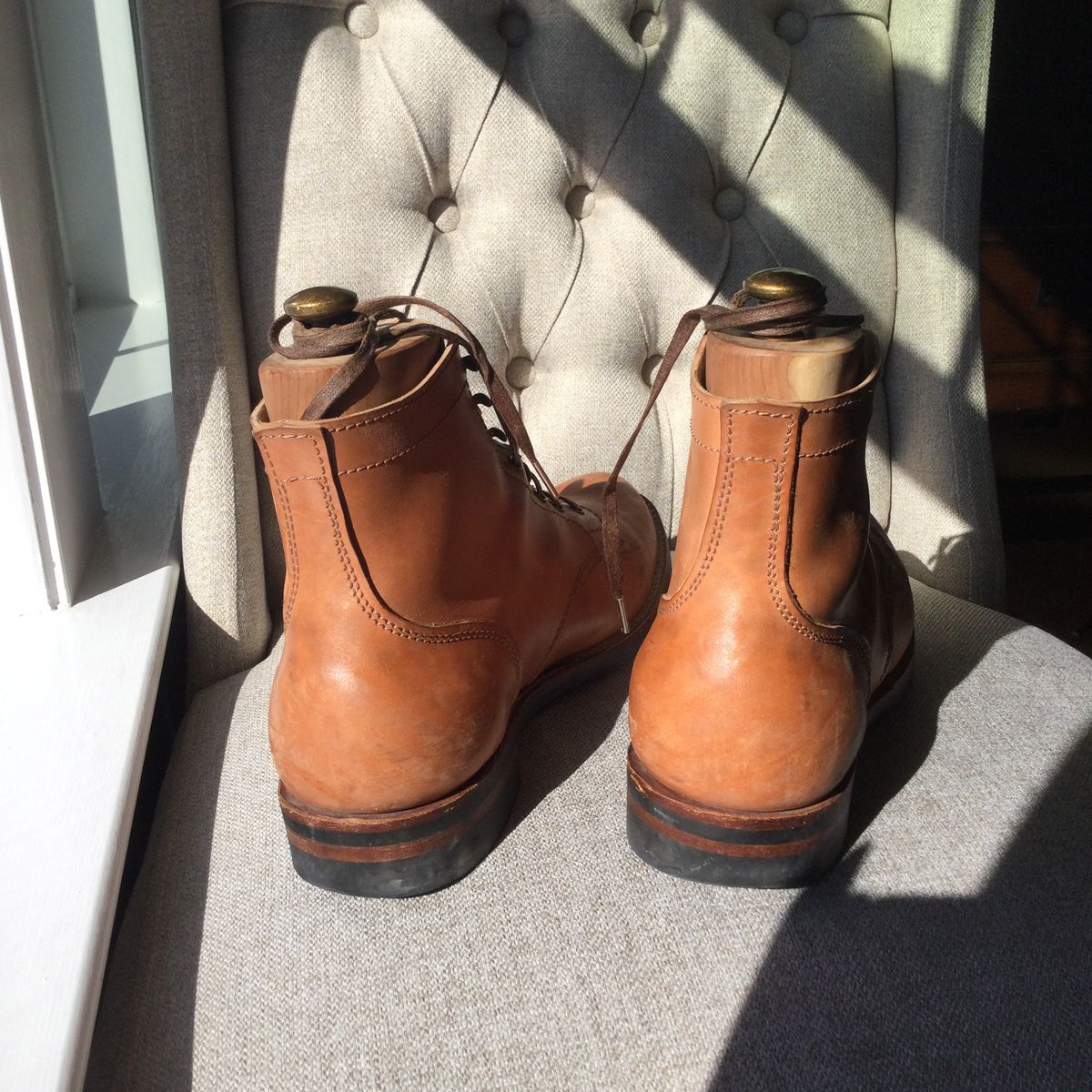 Photo by lastcsm on February 5, 2026 of the Oldspeed MFG Service Boot 6” in Horween Russet Horsehide Strips.