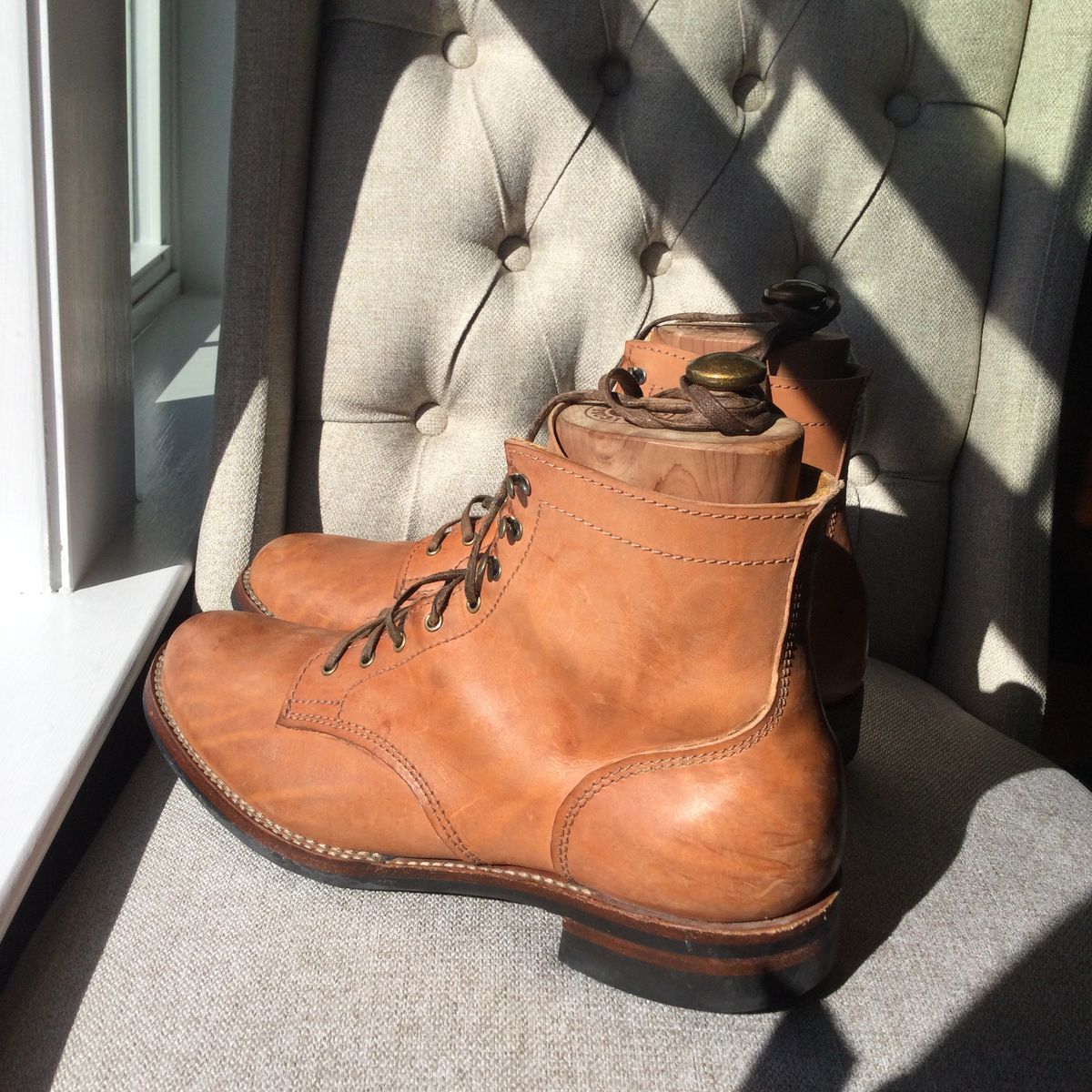 Photo by lastcsm on February 5, 2026 of the Oldspeed MFG Service Boot 6” in Horween Russet Horsehide Strips.