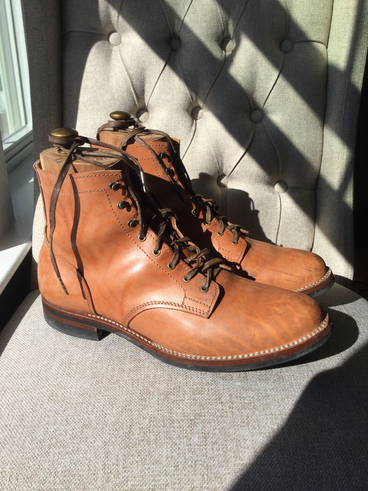 Photo by lastcsm on February 5, 2026 of the Oldspeed MFG Service Boot 6” in Horween Russet Horsehide Strips.