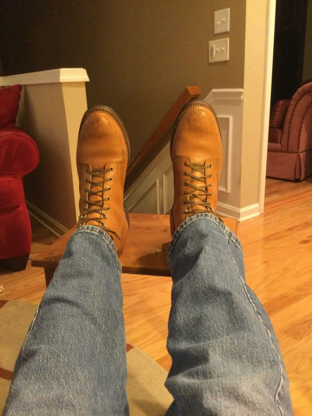 Photo by lastcsm on March 5, 2026 of the Oldspeed MFG Service Boot 6” in Horween Russet Horsehide Strips.