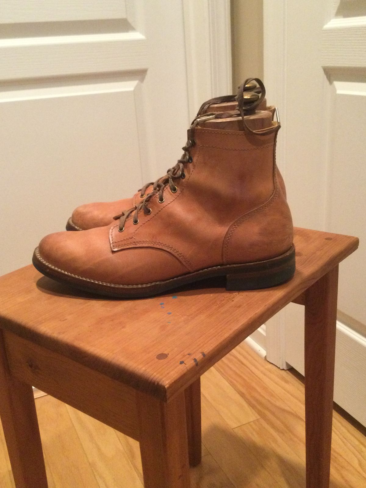 Photo by lastcsm on March 5, 2026 of the Oldspeed MFG Service Boot 6” in Horween Russet Horsehide Strips.