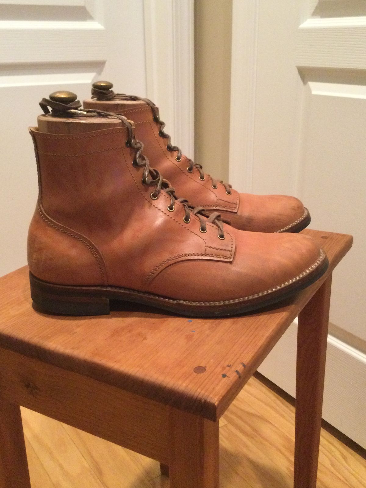 Photo by lastcsm on March 5, 2026 of the Oldspeed MFG Service Boot 6” in Horween Russet Horsehide Strips.