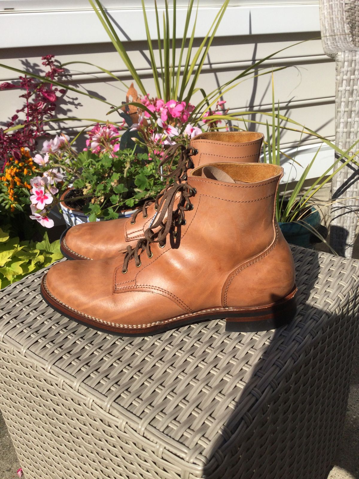 Photo by lastcsm on November 2, 2025 of the Oldspeed Service Boot 6” in Horween Russet Horsehide Strips.