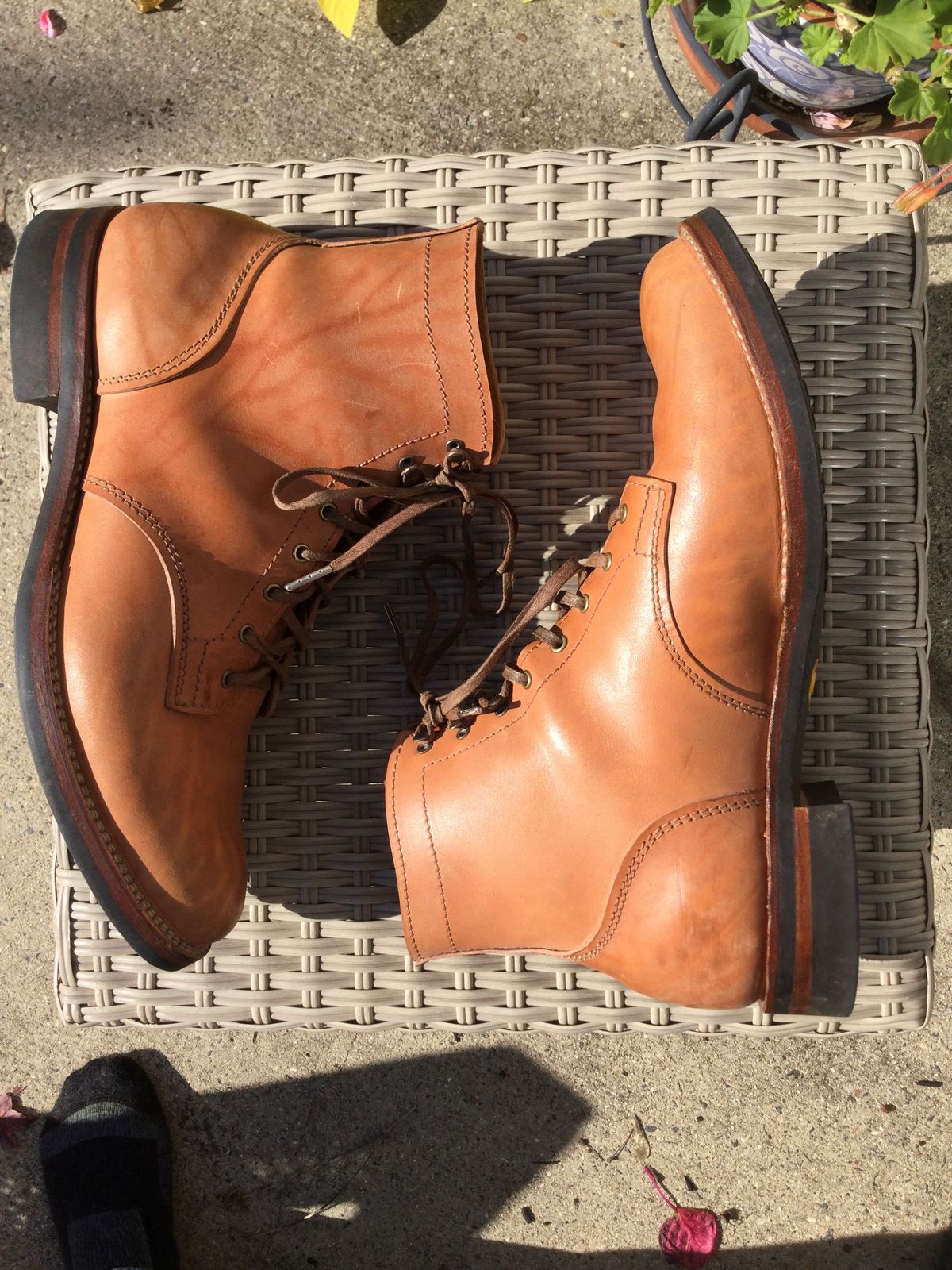 Photo by lastcsm on November 2, 2025 of the Oldspeed Service Boot 6” in Horween Russet Horsehide Strips.