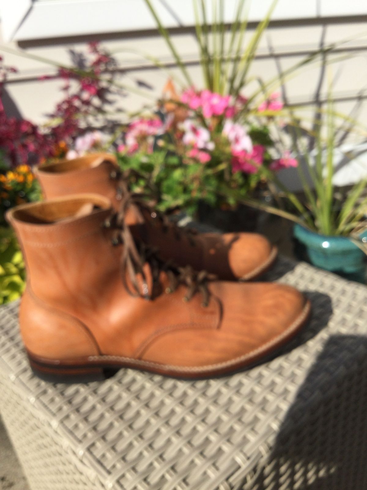 Photo by lastcsm on November 2, 2025 of the Oldspeed Service Boot 6” in Horween Russet Horsehide Strips.