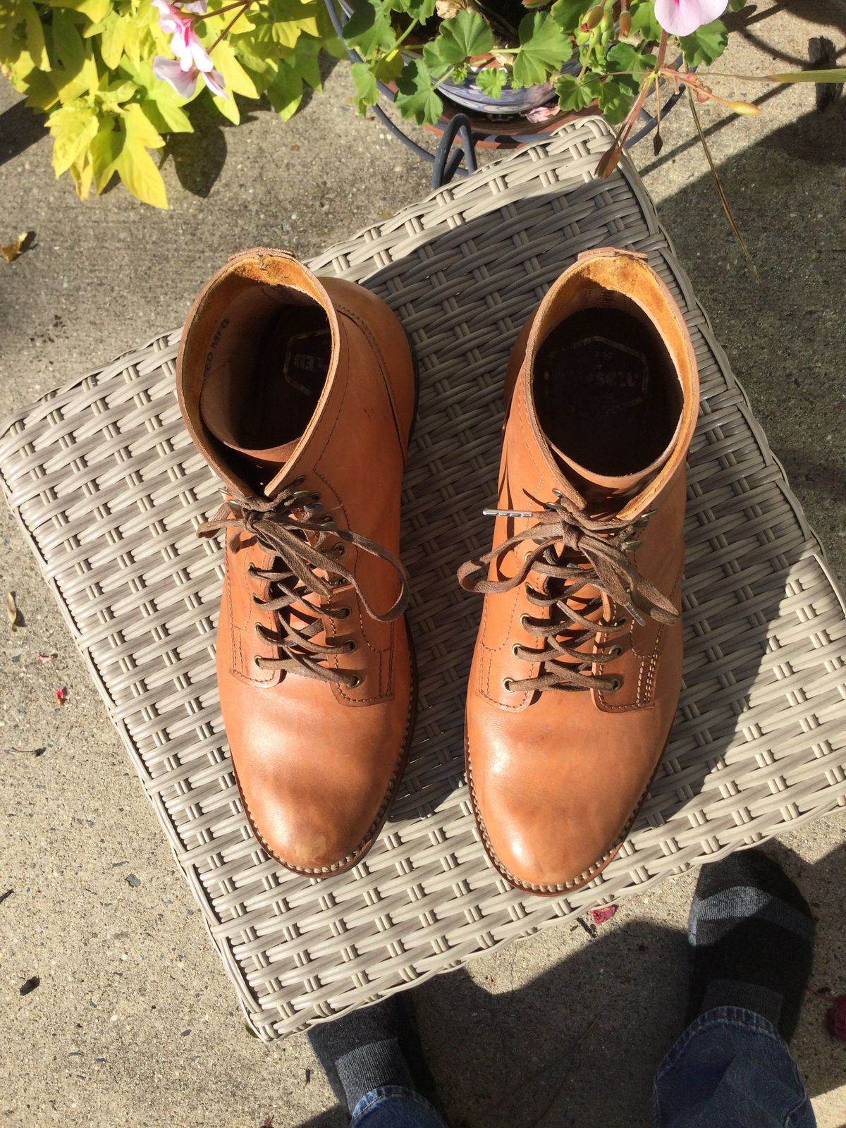 Photo by lastcsm on November 2, 2025 of the Oldspeed Service Boot 6” in Horween Russet Horsehide Strips.