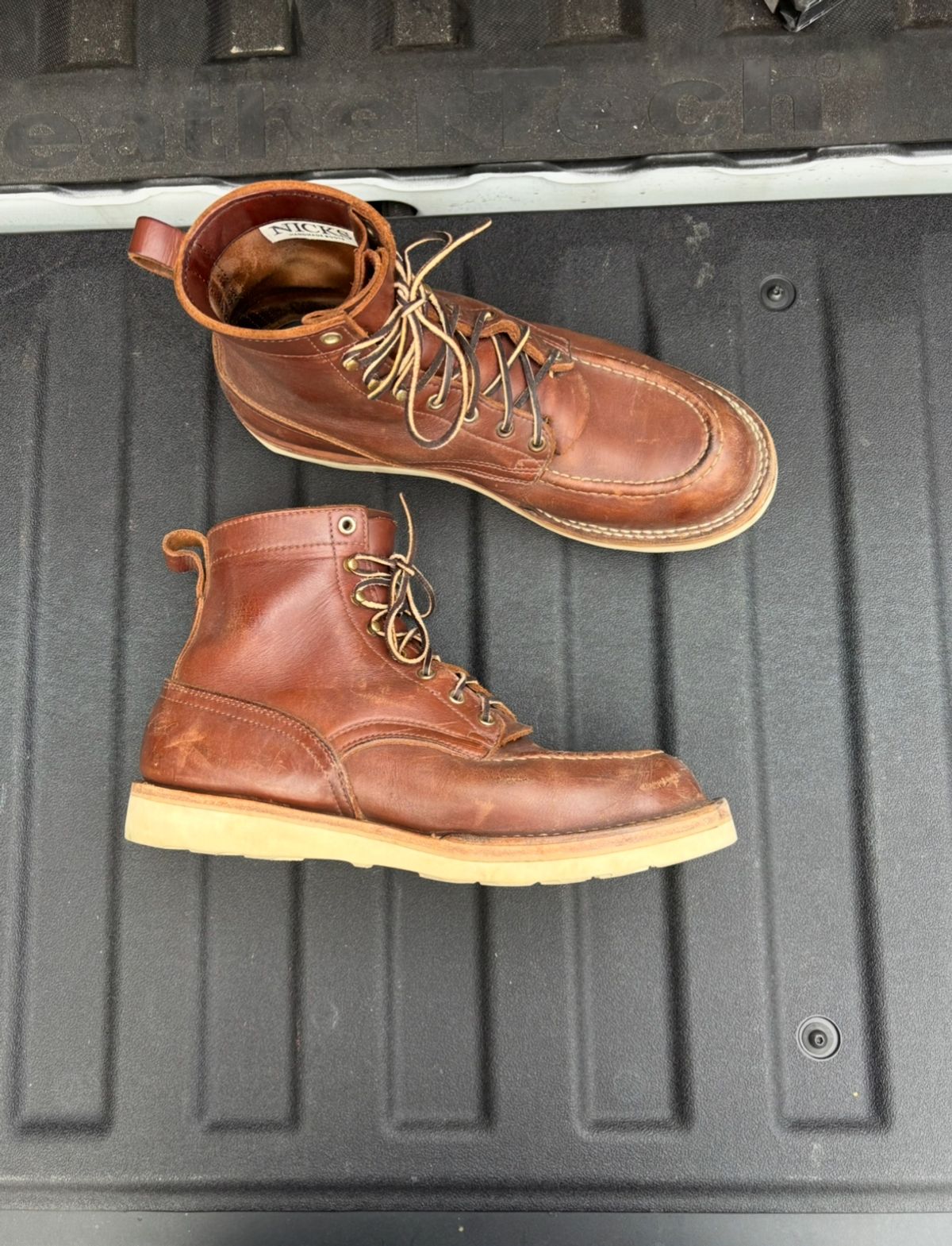 Photo by jimmyshoestrings on August 26, 2025 of the Nicks Moc Toe in Seidel 1964 Brown.
