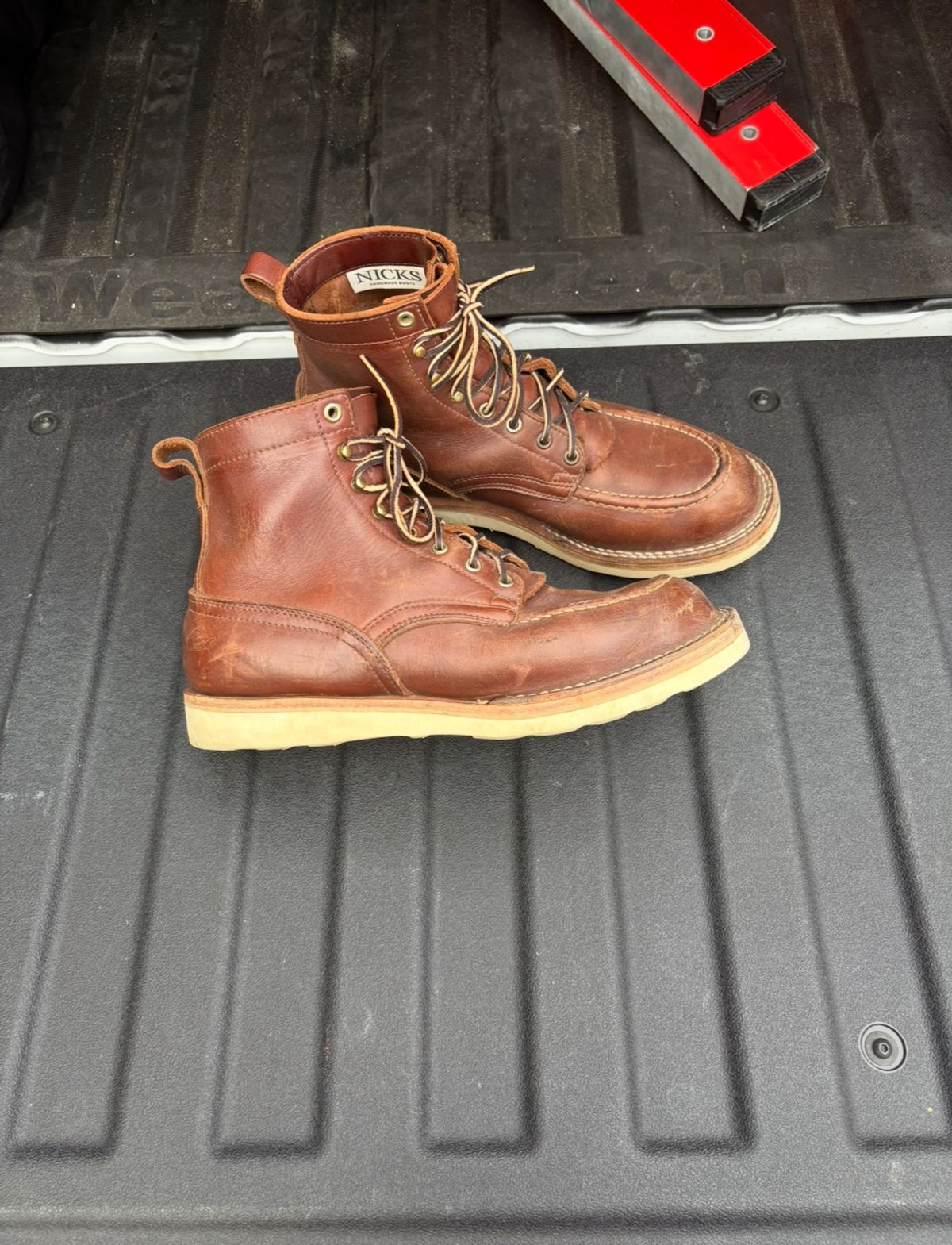 Photo by jimmyshoestrings on August 26, 2025 of the Nicks Moc Toe in Seidel 1964 Brown.