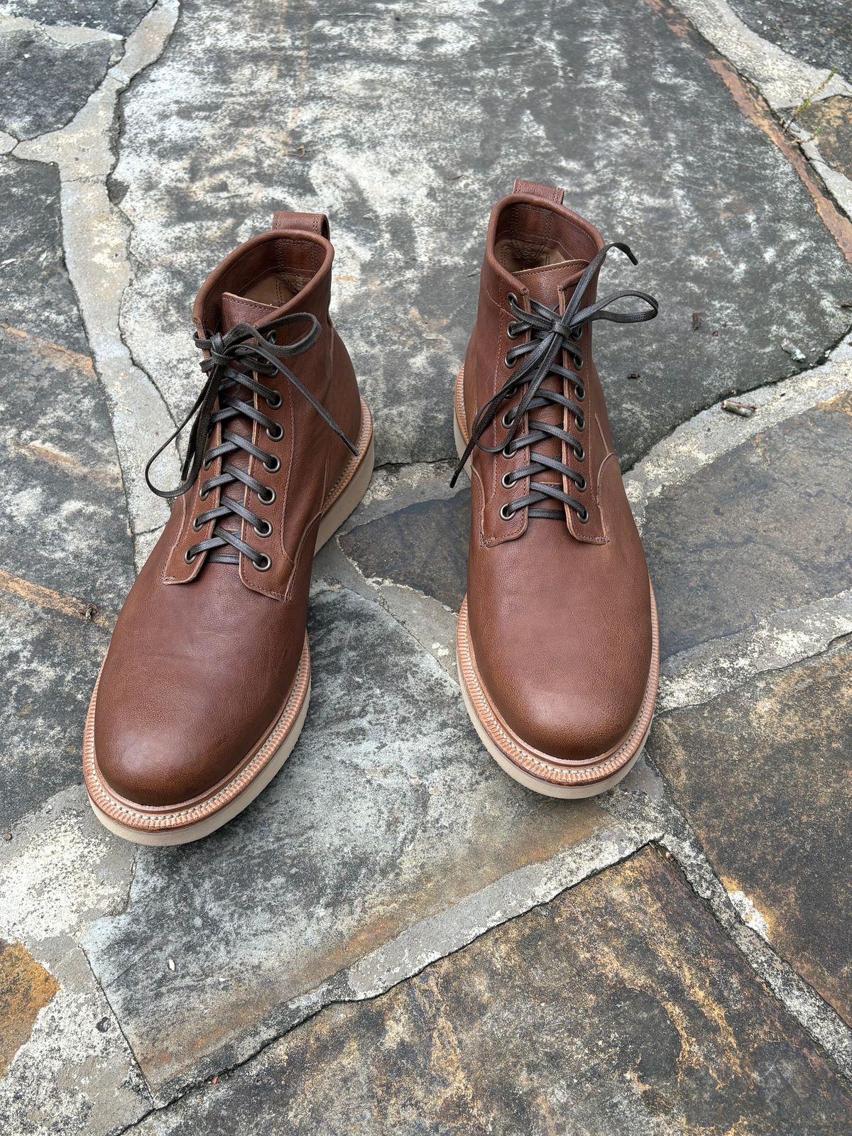 Photo by jimmyshoestrings on May 1, 2025 of the Viberg Scout Boot in Maryam Toscanello washed kangaroo.