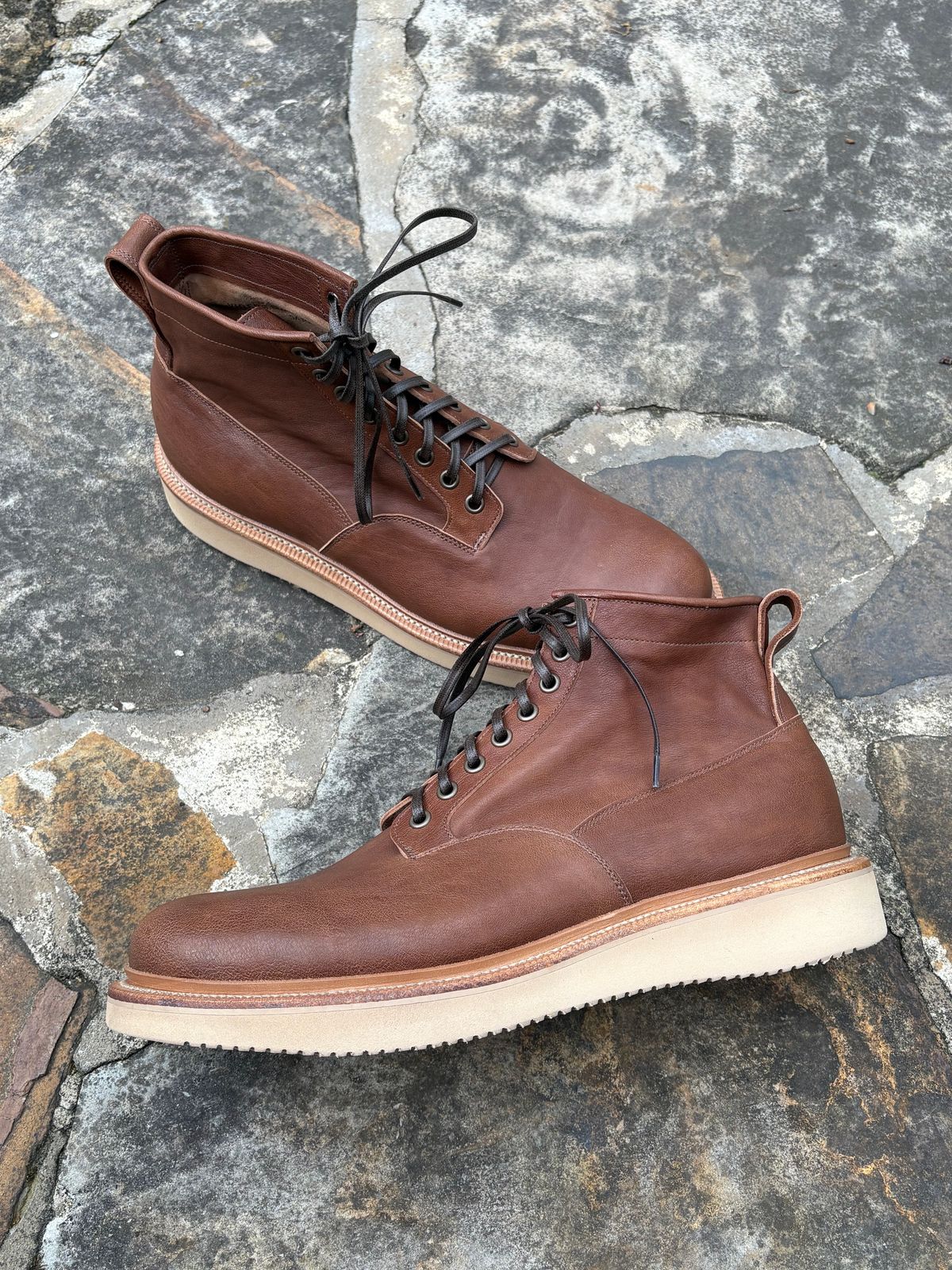 Photo by jimmyshoestrings on May 1, 2025 of the Viberg Scout Boot in Maryam Toscanello washed kangaroo.
