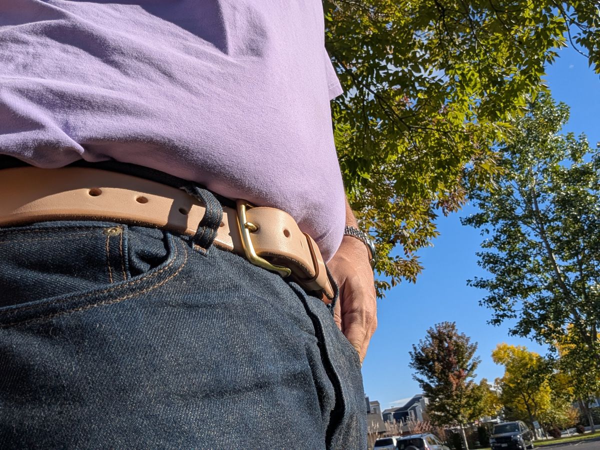 Photo by NoirSclera on October 1, 2025 of the Nicks Heavy Duty Work Belt in Wickett & Craig Natural Veg Tan.