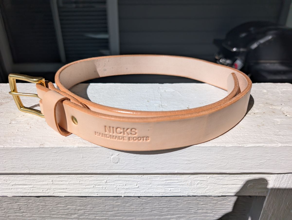 Photo by NoirSclera on September 25, 2025 of the Nicks Heavy Duty Work Belt in Wickett & Craig Natural Veg Tan.
