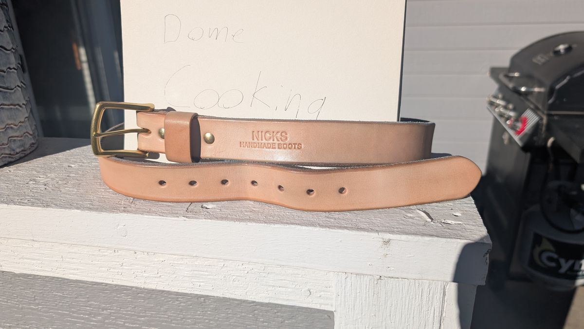 Photo by NoirSclera on November 2, 2025 of the Nicks Heavy Duty Work Belt in Wickett & Craig Natural Veg Tan.