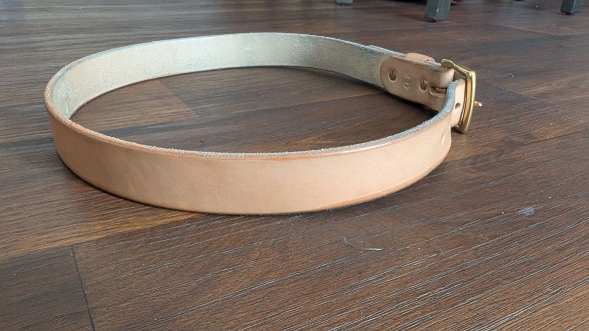 Photo by NoirSclera on December 4, 2025 of the Nicks Heavy Duty Work Belt in Wickett & Craig Natural Veg Tan.