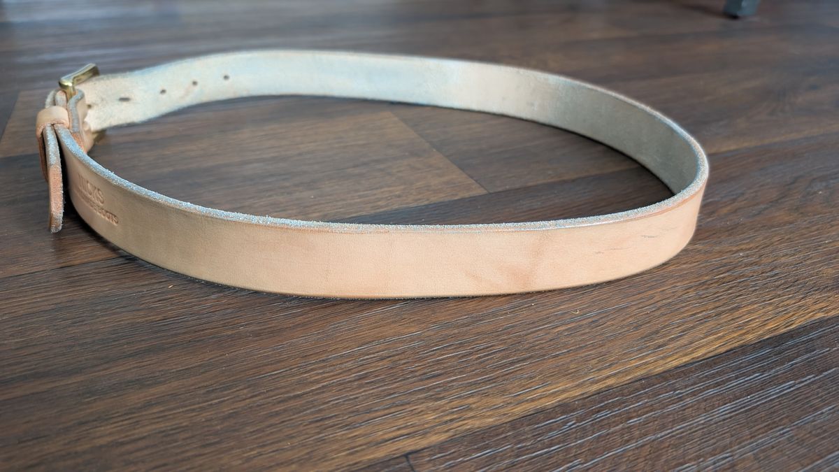 Photo by NoirSclera on December 4, 2025 of the Nicks Heavy Duty Work Belt in Wickett & Craig Natural Veg Tan.