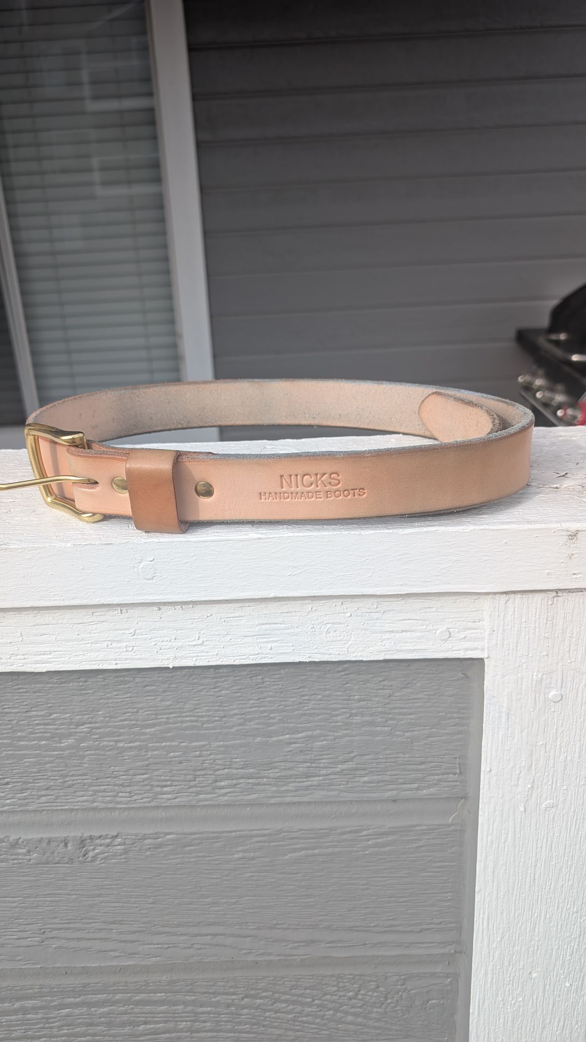 Photo by NoirSclera on February 3, 2026 of the Nicks Heavy Duty Work Belt in Wickett & Craig Natural Veg Tan.