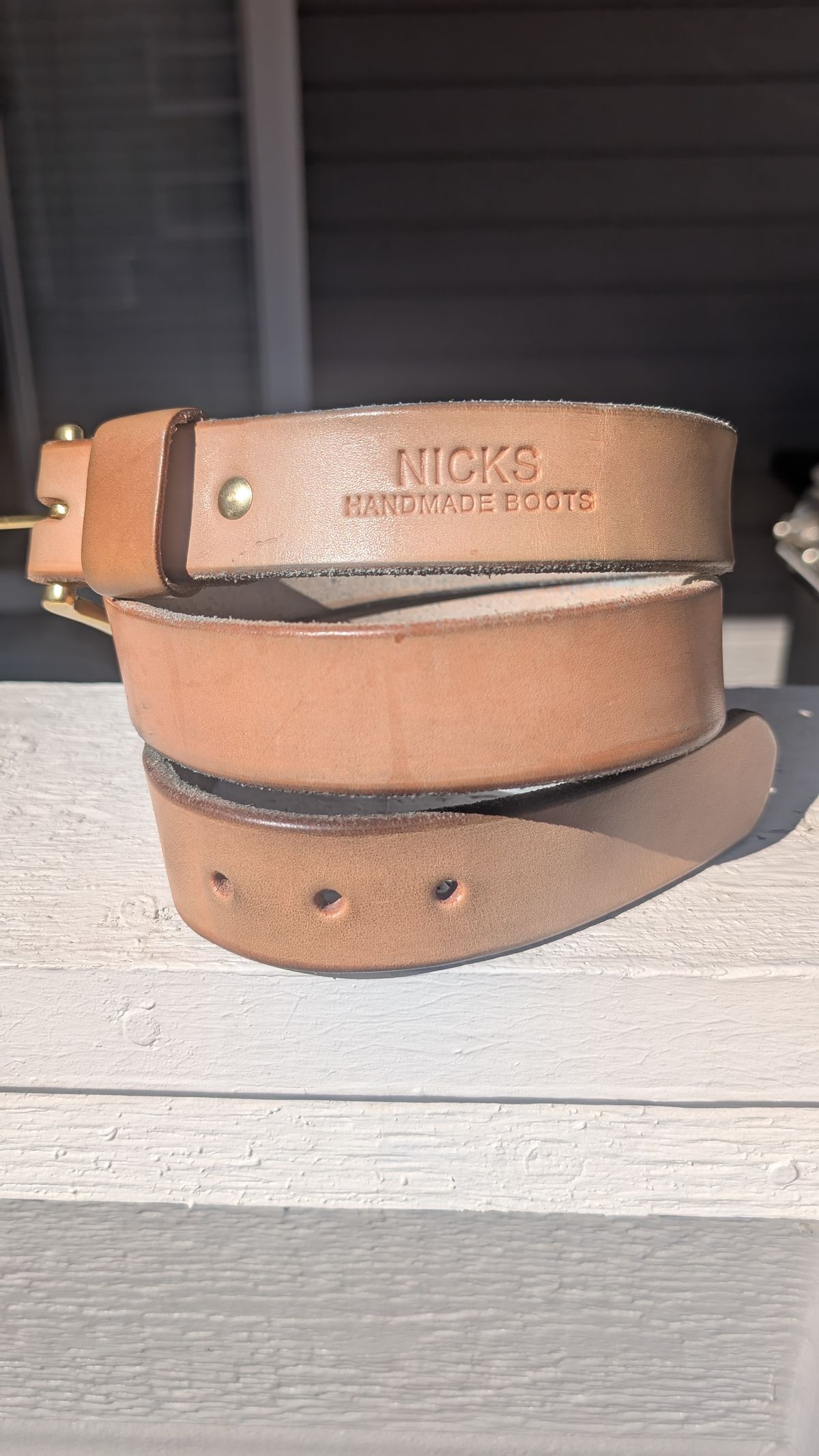 Photo by NoirSclera on March 4, 2026 of the Nicks Heavy Duty Work Belt in Wickett & Craig Natural Veg Tan.
