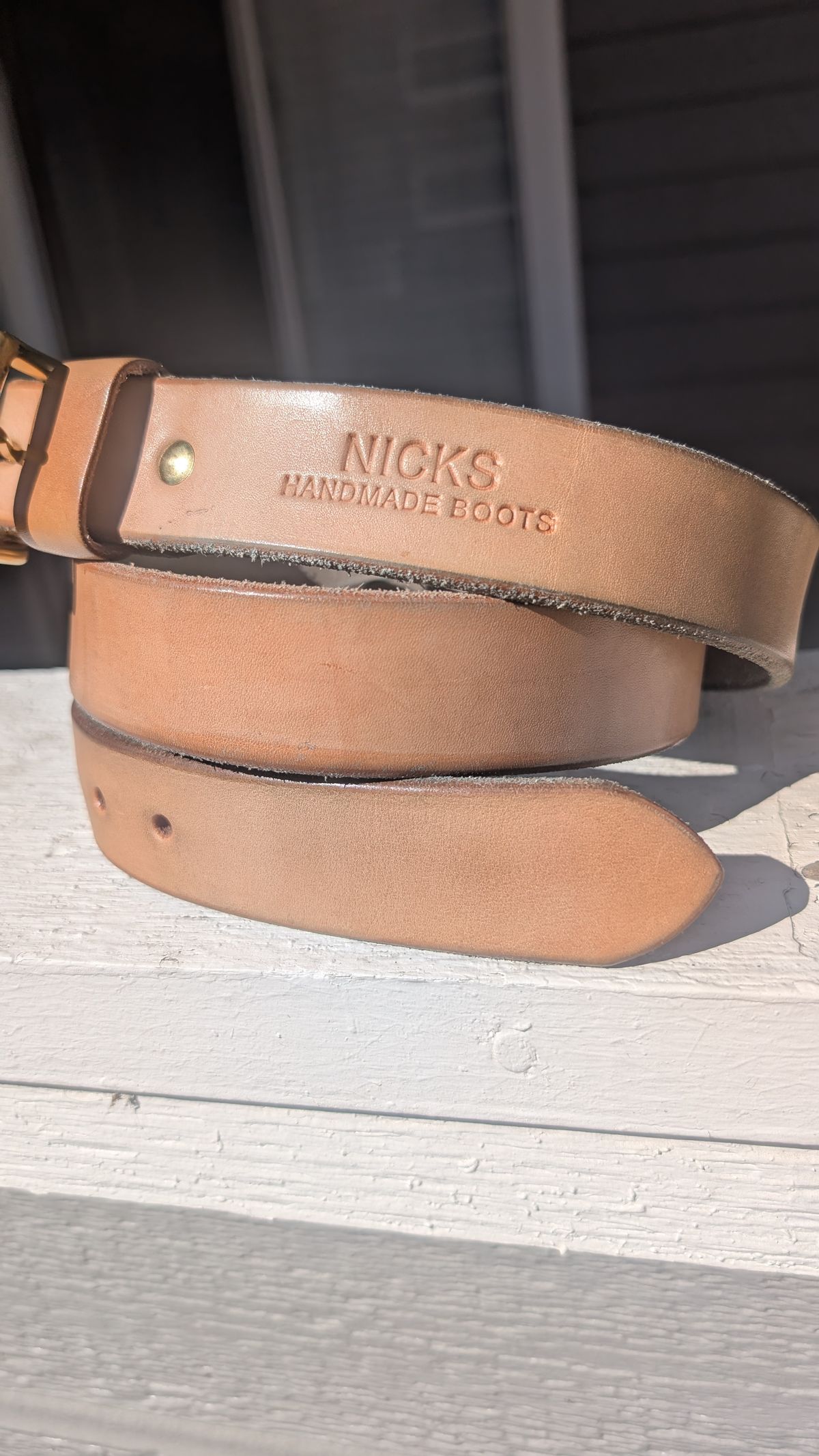 Photo by NoirSclera on March 4, 2026 of the Nicks Heavy Duty Work Belt in Wickett & Craig Natural Veg Tan.