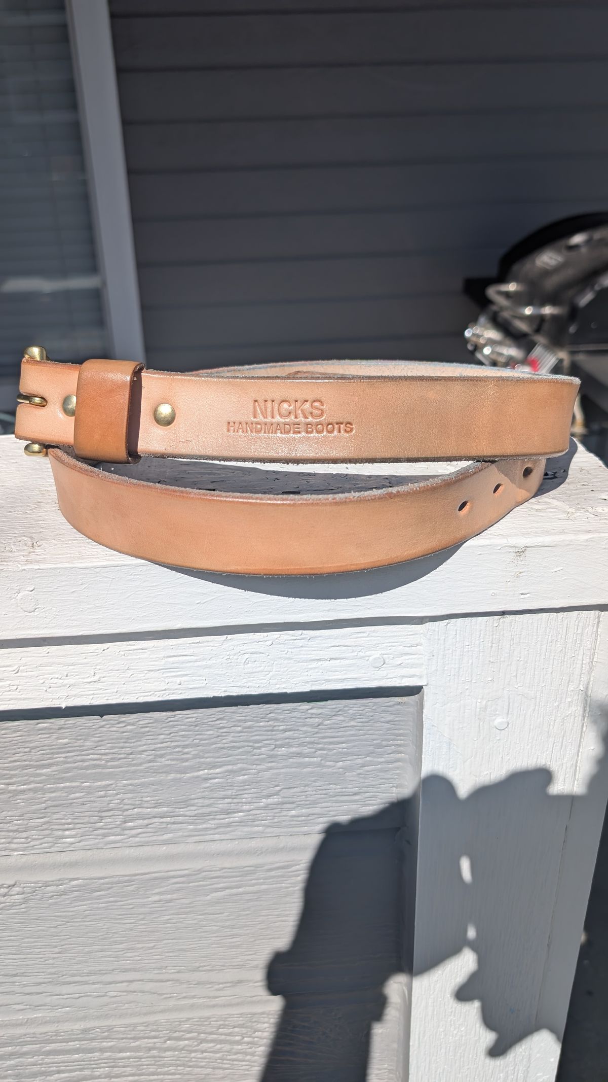 Photo by NoirSclera on April 2, 2026 of the Nicks Heavy Duty Work Belt in Wickett & Craig Natural Veg Tan.