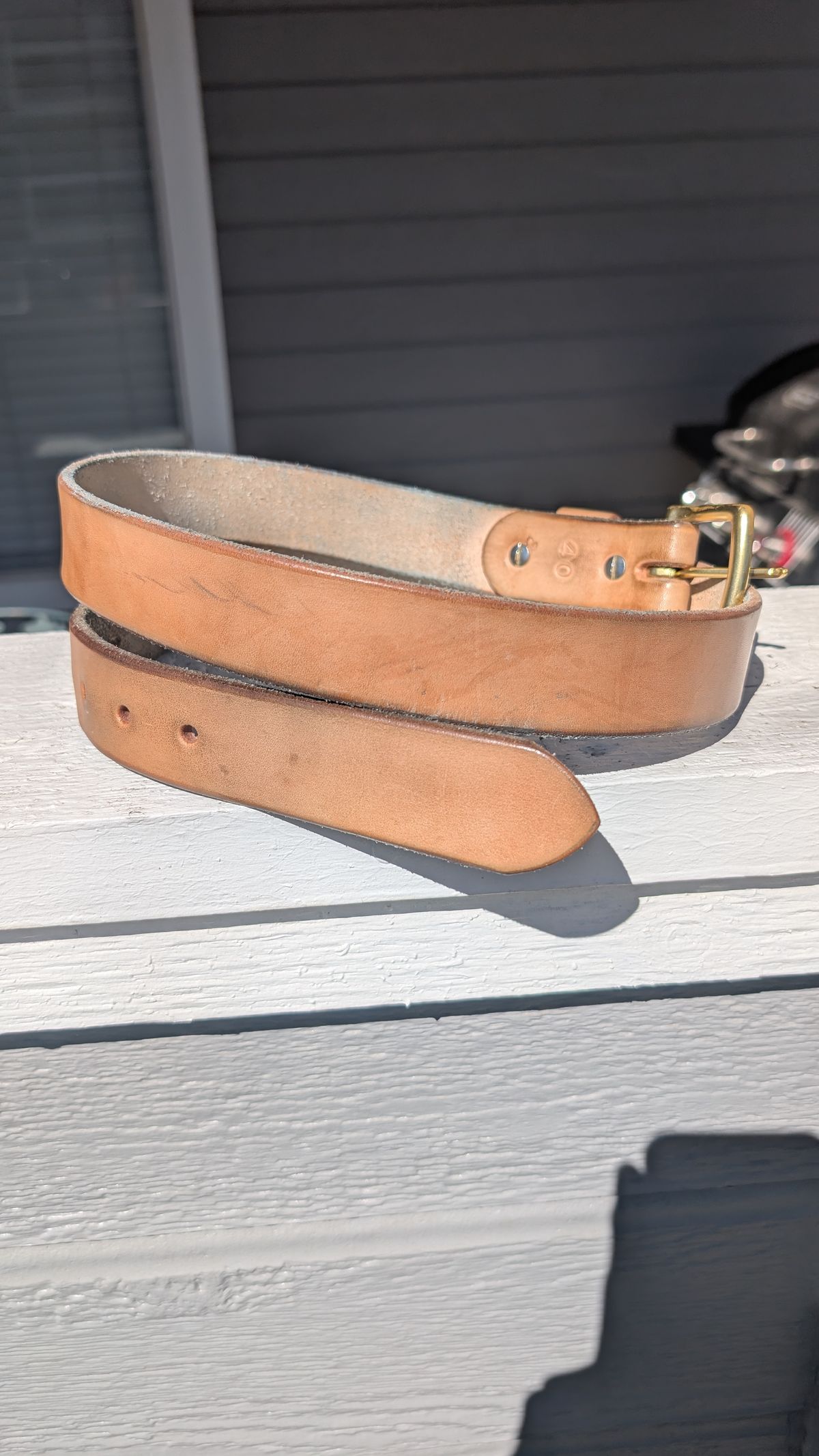 Photo by NoirSclera on April 2, 2026 of the Nicks Heavy Duty Work Belt in Wickett & Craig Natural Veg Tan.
