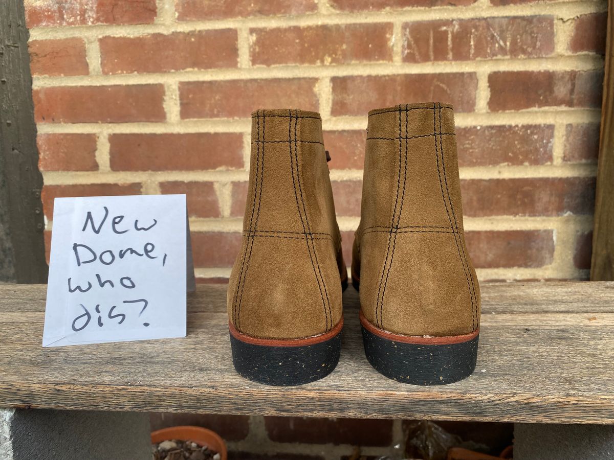 Photo by jacobjanes on October 1, 2025 of the Red Wing Merchant 8062 in S.B. Foot Olive Mohave Roughout.